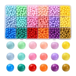 Perline acriliche opache 18 colore, tondo, colore misto, 6x5mm, Foro: 1.8 mm, 1440~1530pcs/scatola
