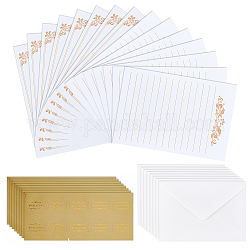 Sobres de papel kraft clásicos dorados craspire con pegatinas, y papel de carta con patrón de corona, blanco antiguo, 135x195x0.5mm, pegatinas: 35 mm, 30sets