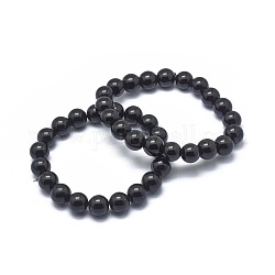 Bracelets synthétiques en perles de pierre noire synthétiques, ronde, 2-1/8 pouce ~ 2-3/8 pouces (5.5~6 cm), perle: 8 mm
