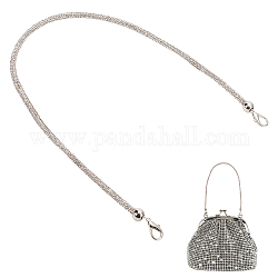 Cinghie per borsa in lega di strass, con chiusure moschettone, platino, 59x0.55cm