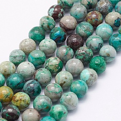 Natural Chrysocolla Beads Strands, Round, 7mm, Hole: 1mm, about 58pcs/strand, 15.5 inch(39.5cm)