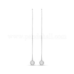 SHEGRACE Fresh Style 925 Sterling Silver Ear Threads, with Micro Pave AAA Zircon Ball, Silver, 100mm, Pin: 0.7mm