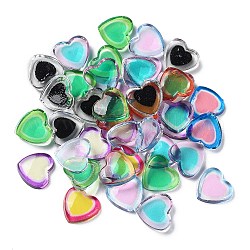 Cabochons en résine bicolore transparente, cœur, couleur mixte, 9.5x10x2.5mm