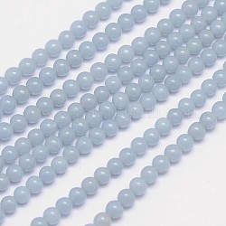 Natural Angelite Beads Strands, Round, 4mm, Hole: 1mm, about 98pcs/strand, 15.5 inch