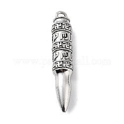 Lega stile tibetano grandi ciondoli, ciondoli a proiettile, argento antico, 51x10mm, Foro: 3 mm