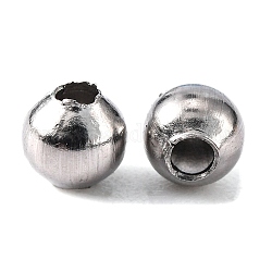 304 Edelstahl runde Perlen, Edelstahl Farbe, 4 mm, Bohrung: 1 mm