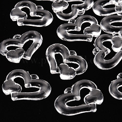 Transparente Acryl Perlen, Herz zu Herz, Transparent, 27x34x6 mm, Bohrung: 3 mm, ca. 191 Stk. / 500 g