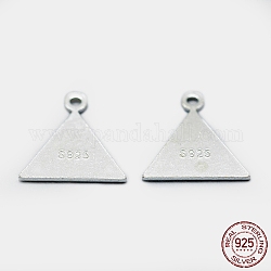 925 серебряный шарм, треугольные, со штампом s925, серебряные, 11x10x0.5 мм, отверстие : 1 мм