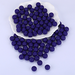 Круглые силиконовые фокусные бусины, жевательные бусины для чайников, DIY уход за ожерельем, темно-синий, 15 мм, отверстие : 2 мм