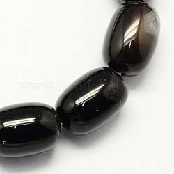 Barrel Shaped Gemstone Dyed Natural Black Agate Stone Beads Strands, Black, 15x10mm, Hole: 1mm, about 25pcs/strand, 15.7 inch