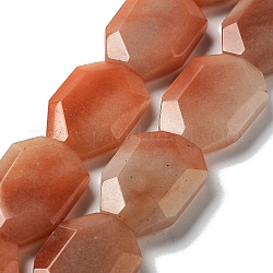 Natürlichen roten Aventurin Perlen Stränge, facettiert, Achteck, 30.5x22.5x7 mm, Bohrung: 1.2 mm, ca. 13 Stk. / Strang, 15.75'' (40 cm)