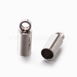201 Stainless Steel Cord Ends, Tube, Stainless Steel Color, 8x3mm, Hole: 1mm, 2.5mm inner diameter