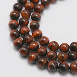 Natural Gemstone Round Bead Strands, Dyed & Heated, Tiger Eye, 6mm, Hole: 1mm, about 68pcs/strand, 15.7 inch