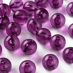 Perles en acrylique transparente, ronde, orchidée noire, 16x15mm, Trou: 2.8mm, environ 220 pcs/500 g