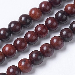 Fili di perline di palissandro birmano naturale, tondo, marrone noce di cocco, 10mm, Foro: 1 mm, circa 38pcs/filo, 15.5 pollice (39.5 cm)