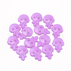 Boutons acryliques avec 2 trou, fille, violette, 18x13x2.5mm, Trou: 1.5~2mm