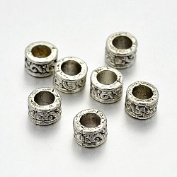 Säulen-Spacer-Beads aus Legierung im tibetischen Stil, Bleifrei und Cadmiumfrei und Nickel frei, Antik Silber Farbe, 5x3 mm, Bohrung: 3 mm