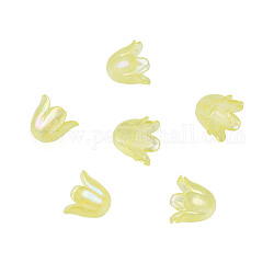 6-лепестковые колпачки для акриловых бусин, имитация желе, с покрытием AB цвета, цветок, желтые, 11.5x10.5x8.5 мм, отверстие : 1.4 мм, Около 2100 шт / 500 г