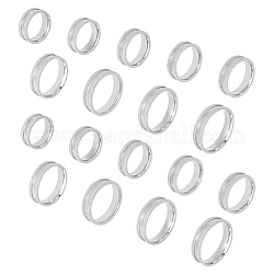 Unicraftale 18Pcs 9 Size 201 Stainless Steel Grooved Finger Ring for Men Women, Stainless Steel Color, Inner Diameter: 16~22.2mm, Wide: 6mm, 2Pcs/size