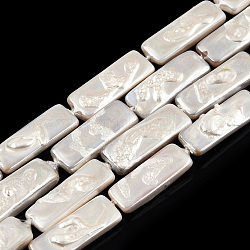 Plating Natural Freshwater Shell Beads Strands, Imitate Baroque Pearl Keshi Pearl Beads, Rectangle, 18~20x6.5~7x2.5~4mm, Hole: 0.7mm, about 21pcs/strand, 15.47 inch~15.67 inch(39.3~39.8cm)
