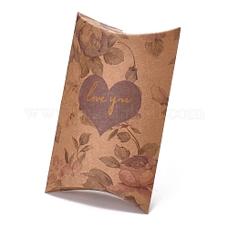 Бумажные подушки, подарочная коробка конфет, цветочный узор и слово люблю тебя, деревесиные, коробка: 12.5x7.6x1.9 см, развернуть: 14.5x7.9x0.1 см