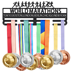 Superdant porte-médailles du marathon mondial tokyo boston londres berlin chicago new york présentoir de médailles crochets muraux en fer noir pour 40+ présentoir à médailles suspendu porte-médailles de compétition