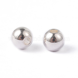 Rotonde 202 perle in acciaio inox, colore argento placcato, 5x4.5mm, Foro: 1.5 mm