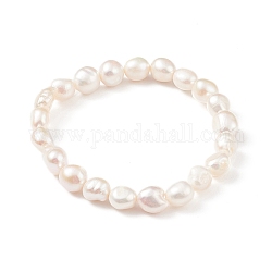 Bracciale elasticizzato da donna con perle keshi barocche naturali, colore conchiglia, diametro interno: 2-1/4 pollice (5.7 cm)