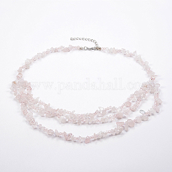 Collane a più gradi con quarzo rosa naturale e perline in vetro, collane a più livelli, con accessori di ottone, 18.8 pollice (48 cm)