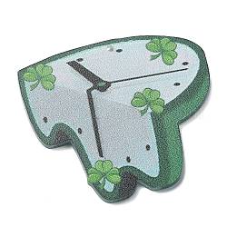 Undurchsichtig bedruckte Acrylanhänger zum St. Patrick's Day, Uhr, 39x45x2 mm, Bohrung: 1.4 mm