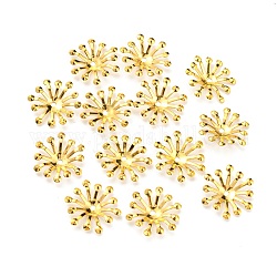 Tapas de abalorios de lujo de hierro, Tapas finales para la fabricación de joyas, flor, dorado, 12~14x3.5mm, agujero: 1.5 mm