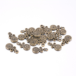 Tibetan Style Pendant Rhinestone Settings, Round, Lead Free and Cadmium Free, Antique Bronze, 16.5x8.5x1mm, Hole: 1.5mm