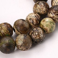 Filo di perline di agata naturale, tinto, tondo, oliva, 8mm, Foro: 1 mm, circa 47pcs/filo, 15.35 pollice