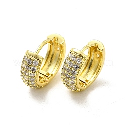 Orecchini a cerchio in zirconi chiari, gioielli in ottone per le donne, oro chiaro, 14x15x5mm, ago :0.8mm