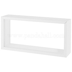 長方形の木製化粧箱  両面透明アクリル窓付き  ホワイト  25.9x12.6x6cm