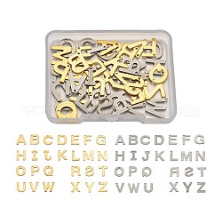 Yilisi304ステンレス鋼のアルファベット文字のチャーム  ゴールデン·ステンレス鋼色  a～zの文字  11~12x5.5~11x0.5~0.8mm  穴：1mm  2色  26文字  2个/レター  104個/箱