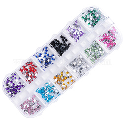Acrílico diamante de imitación cabujones, decoraciones de uñas, estrella, color mezclado, 3x3x1mm, 12colors / box