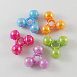 Tri perles en plastique opaques pour la fabrication d'ornements de Noël, couleur ab , triangle, couleur mixte, 19x17x8mm, Trou: 4mm, environ 670 pcs/500 g