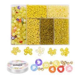 DIY Jewelry Making Kits, Including Transparent & Opaque Glass Seed Beads, ABS Plastic & Acrylic Beads, Elastic Crystal Thread, Mixed Color, Beads: about 3140pcs/set