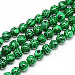 Chapelets de perles en malachite synthétique, ronde, 6mm, Trou: 1mm, Environ 67 pcs/chapelet, 14.96 pouce