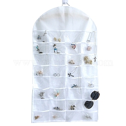 Vlies-Schmuck-Hängetasche, Wandregal Kleiderschrank Aufbewahrungstaschen, transparente PVC 32 Gitter, weiß, 82.5x46.5x0.4 cm