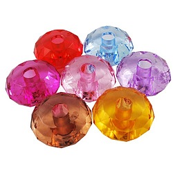 Mixed Transparent Faceted Acrylic Rondelle Beads, 37mm in diameter, 18mm thick, hole: 9.5mm