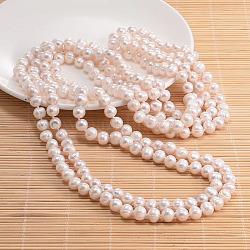 Natural Pearl Beads Necklace, Misty Rose, 62.9 inch