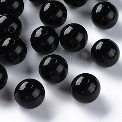 Opake Legierung Perlen, Runde, Schwarz, 16x15 mm, Bohrung: 2.8 mm, ca. 220 Stk. / 500 g