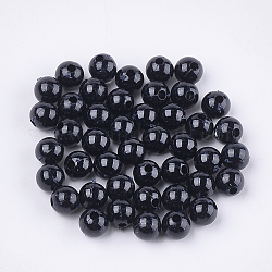 Cuentas de plástico opaco, redondo, negro, 6x5.5mm, agujero: 1.8 mm, aproximamente 4790 unidades / 500 g