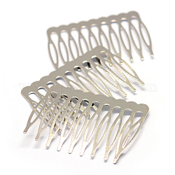 Iron Hair Comb Findings, Platinum, 55x39x1mm