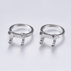 Configuración de puntas de anillo de dedo de aleación, Ajustes de anillo de punta de 4 garra, Platino, Bandeja: 13x8.5 mm, 17.5mm