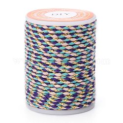 Cordón de polialgodón de 4 capa, cuerda de algodón macramé hecha a mano, para colgar en la pared de cuerda, diy artesanal hilo de tejer, púrpura, 1.5mm, alrededor de 4.3 yarda (4 m) / rollo