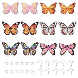 Kit per creare orecchini a farfalla pandahall, compresi grandi pendenti in similpelle, ganci per orecchini in ottone e anelli per saltare, colore misto, 52 pc / set
