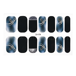 Adesivi per smalti per unghie a tutto tondo, autoadesiva, per decalcomanie per unghie design punte per manicure decorazioni, blu di Prussia, 14pcs / scheda